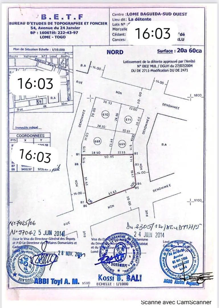 Terrain 2100 m² en vente en angle de rue à Baguida Centre Aéré de la BCEAO – à partir de 150 millions FCFA