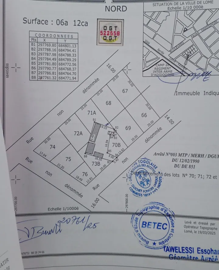 Terrain 1 lot en vente à Avedji Diaspora – 22 millions FCFA