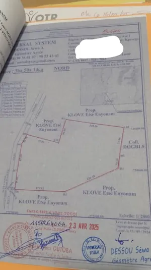 Vente d'hectares à Assanhoun Kpévego, 2 hectares, en bordure de voie – 5,5 millions FCFA l'hectare