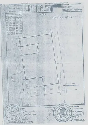 Terrain 7200 m² en vente à Hédzranawoé – 62 millions FCFA le lot