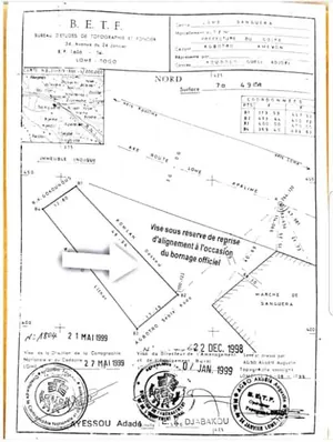 Terrain 749 m² en vente à Zanguera ancien marché à 40 m du goudron – 38 millions FCFA