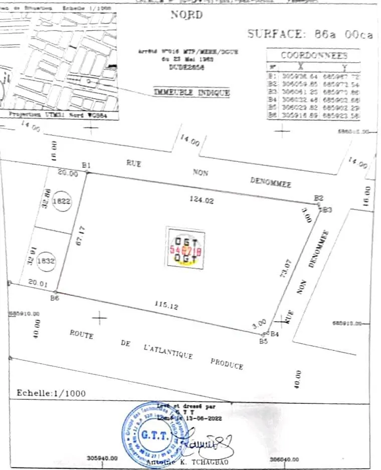 Terrain 8600 m² en vente à Kégué – 80 millions FCFA le lot