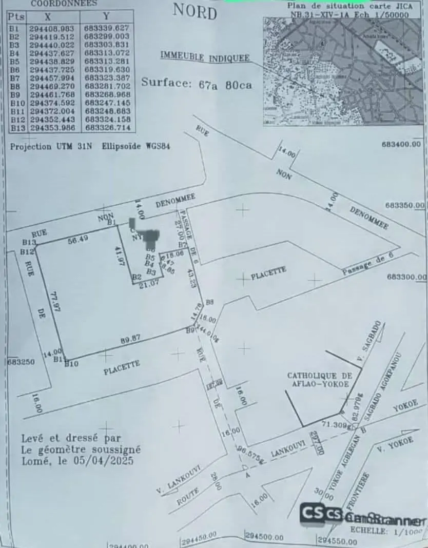 Terrain 11 lots en vente en angle de rue à Adidogomé Yokoè Catholique – 25 millions FCFA le lot