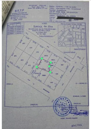 Terrain en vente à Adidogomé Amandahomé – 23 millions FCFA