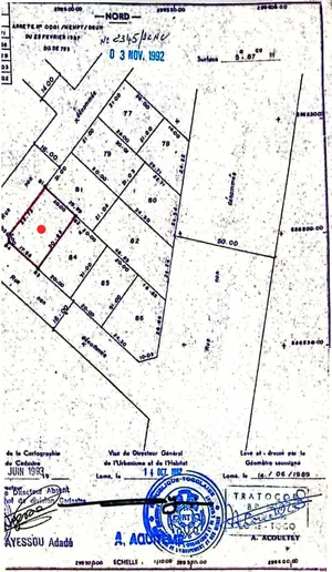 Terrain 1 lot à vendre à angle de rue à Anomé, proche du goudron – 50 millions FCFA