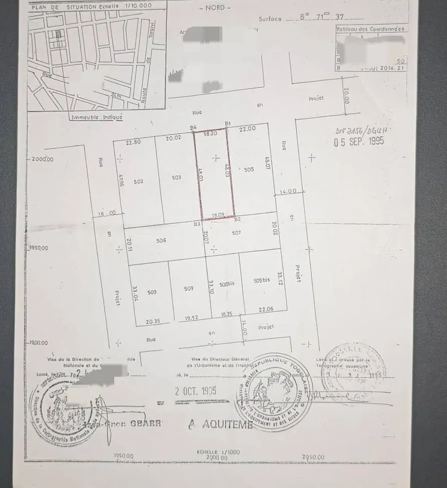 Terrain 871 m² en vente à Totsi – 75 millions FCFA