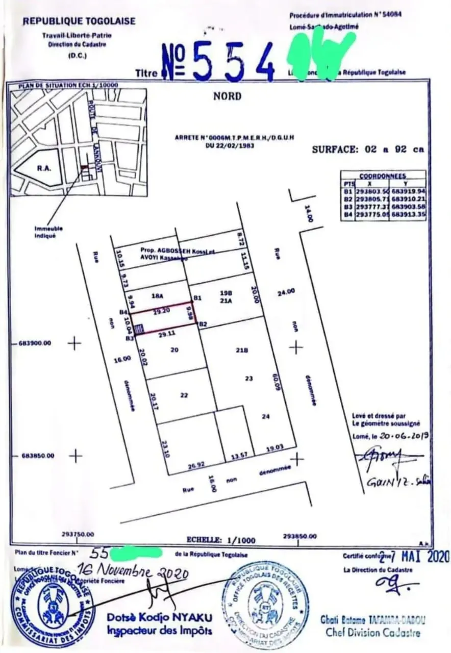 Vente d'un terrain à Sagbado, demi-lot non loin des Semekonawo – 13 millions FCFA négociable