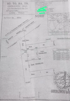 Terrain 1 lot en location à Segbé – 23 millions FCFA