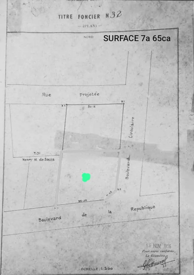 Terrain 750 m² en vente à Kodjoviakopé, angle de rue, bord de boulevard – 500 millions FCFA