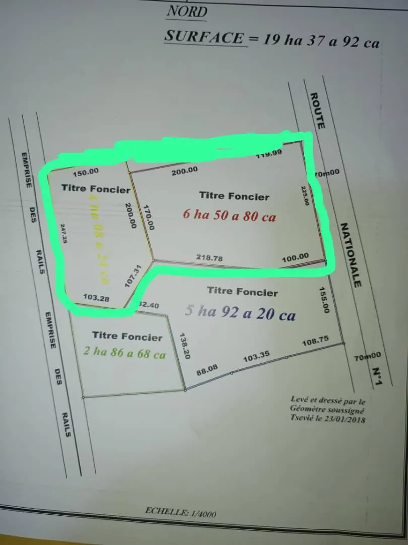 Terrain de 6 hectares en vente en bordure de goudron à Tsévié Lilikopé – à partir de 27 millions FCFA