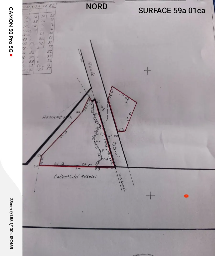 10 lots en vente en angle de rues en bordure de grande voie à Totsi – 45 millions FCFA l'unité