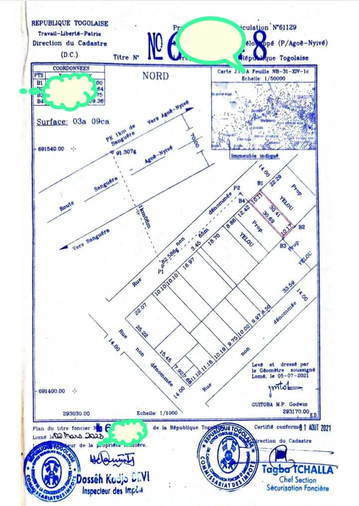 Terrain demi-lot en vente à Agoè Legbassito Bokokpo – 12 millions FCFA