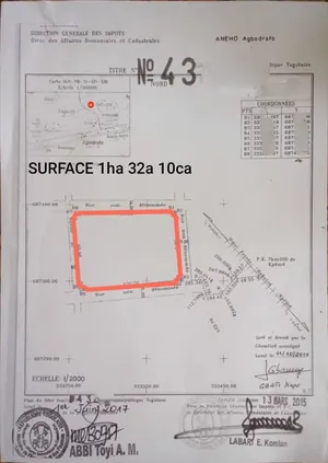 Terrain 22 lots en vente en angle de rue à Agbodrafo Djassémé – 12 millions FCFA le lot