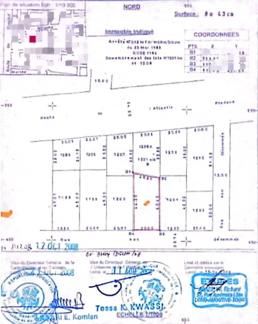 Terrain à vendre à Kégué, proche du goudron route Lomé-Vogan – 60 millions FCFA