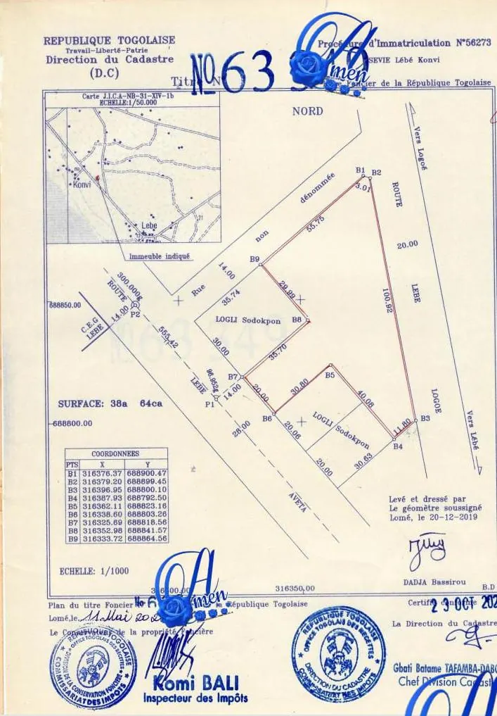 Terrain 3864 m² en vente à Abobo Lébé – 7 millions FCFA le lot