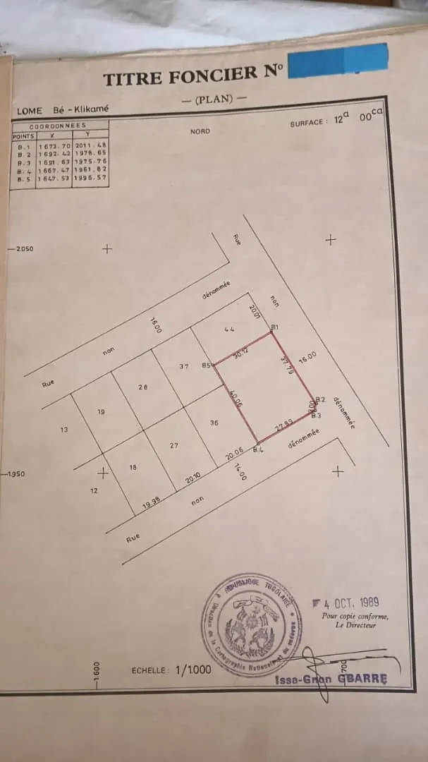 Vente d'un terrain à Atikoumé, 1 lot clôturé, à 300 m du goudron – 70 000 000 FCFA à débattre
