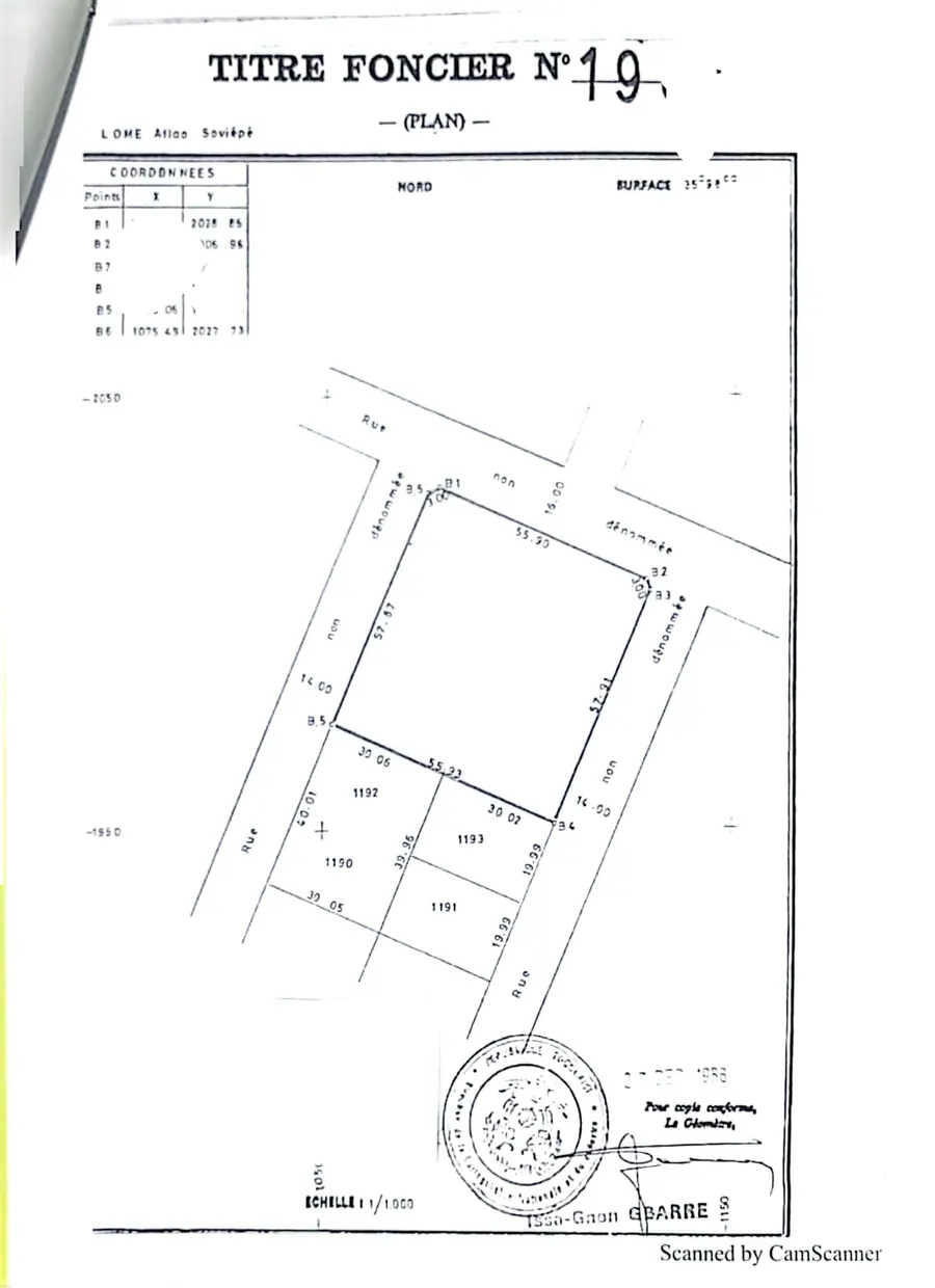 Terrain 6 lots en vente en angle de rue en bordure de 3 voies à Adidogomé Avenou – prix à partir de 70 millions FCFA le lot