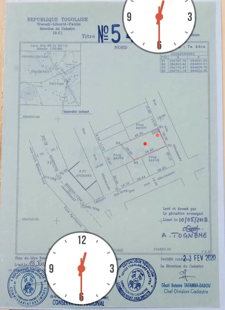 Terrain à vendre à Apessito, 744 m², titre foncier personnel – 25 millions FCFA