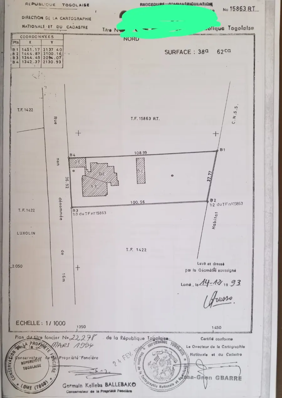 Terrain 6 lots à vendre à Baguida Luxolin à 100 m du goudron – 400 millions FCFA à débattre