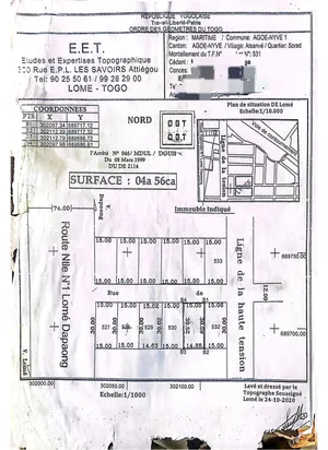 Terrain 456 m² à vendre à Agoè Atsanvé Sorad – 45 millions FCFA