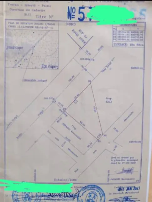 Terrain 3 lots en vente à Noepé-Kovié – 25 millions FCFA
