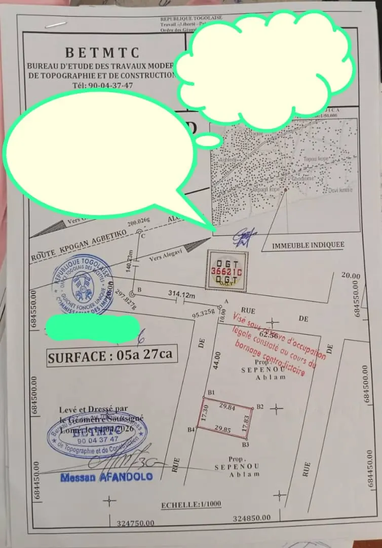 Terrain 600 m² en vente à Gbodjome Plage – 18 millions FCFA