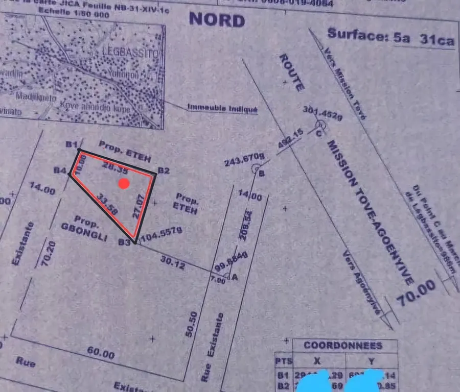 Terrain 531 m² en vente à Agoè Legbassito Zovadjin – 16 millions FCFA
