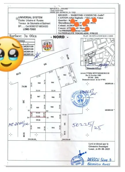 Terrain demi-lot 300 m² à vendre à Adidogomé Yokoe – 18 millions FCFA