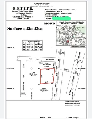 Terrain de 4842 m² (8 lots) en vente à Agoè Togblékopé – 35 millions FCFA le lot
