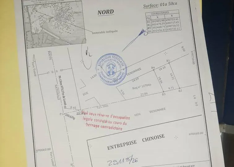 Terrain 150 m² en vente à Agoé Échangeur – 13 millions FCFA
