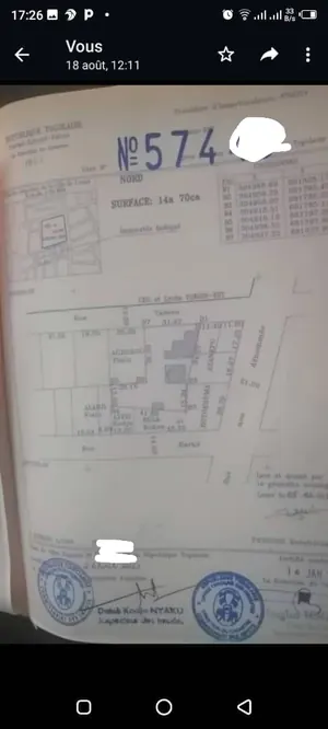 Terrain 1500 m² en vente à Tokoin Forever Wuiti – 210 millions FCFA