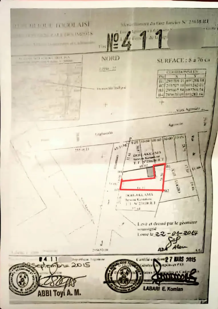 Terrain 554 m² en vente à Légbassito – 22 millions FCFA