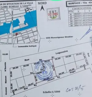 Terrain de 1042 m² en vente à Bassadji, Lomé – 100 millions FCFA