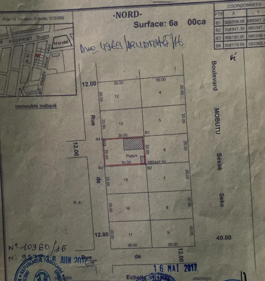 Terrain 600 m² en vente à Akodesséwa – 55 millions FCFA