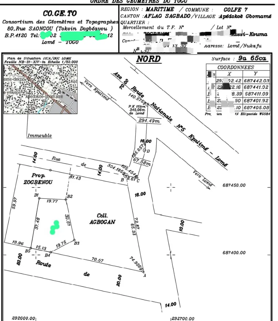 Terrain 1 lot et demi en vente à Adidogomé Atilamonou – 36 millions FCFA