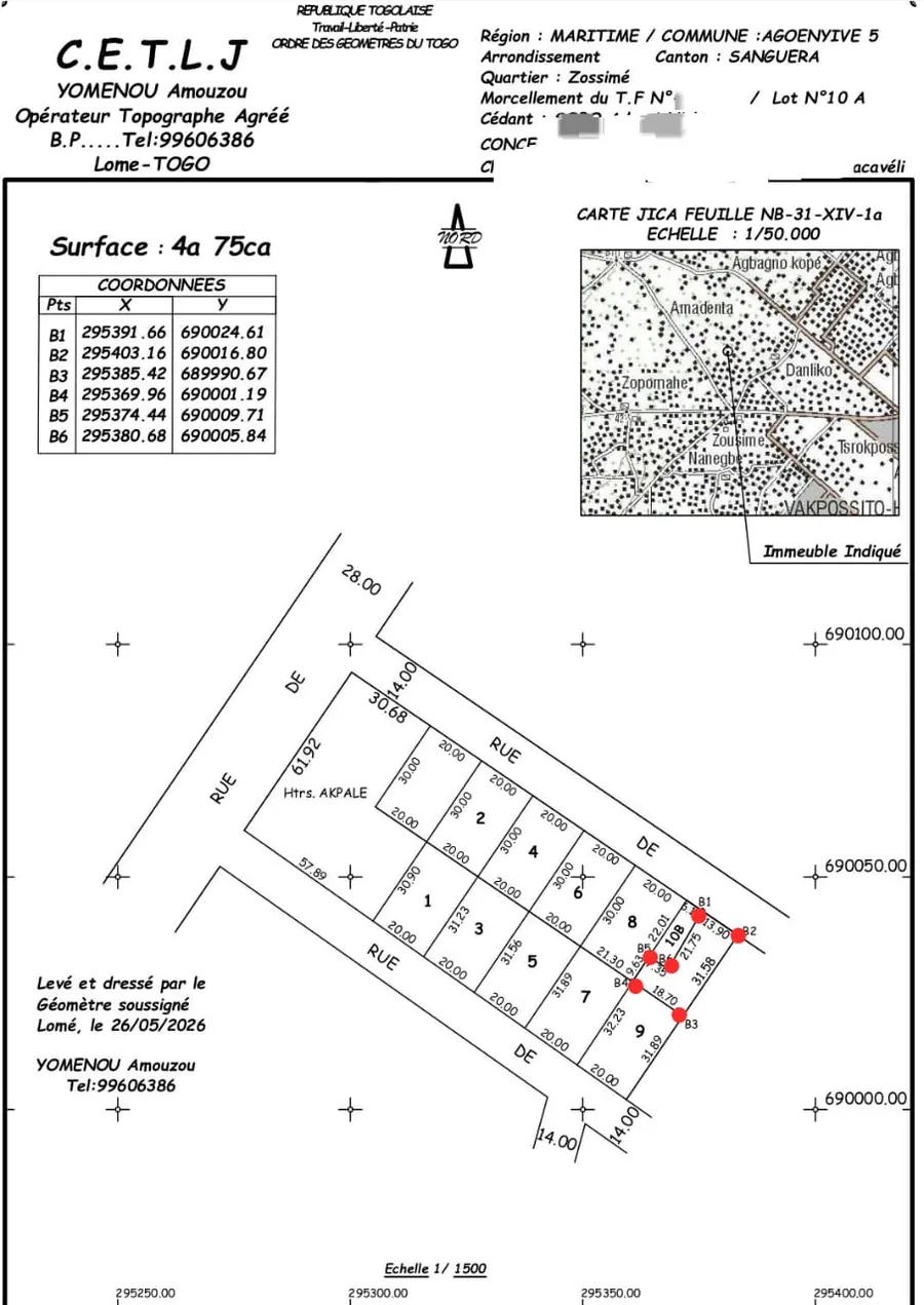 Terrain demi-lot clôturé en vente à Adidogomé CEG Sagbado – 12 millions FCFA