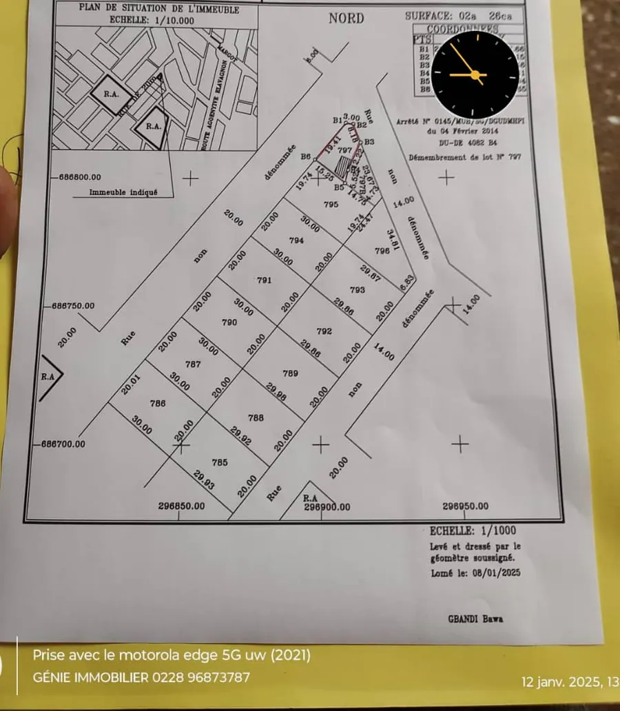 Terrain 226 m² en vente en angle de rue à Vakpossito – 16 millions FCFA