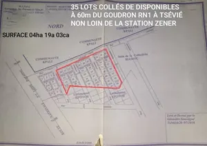 Terrain 35 lots à vendre en bordure de voie à Tsévié Kpali Gbéko – 8 millions FCFA le lot