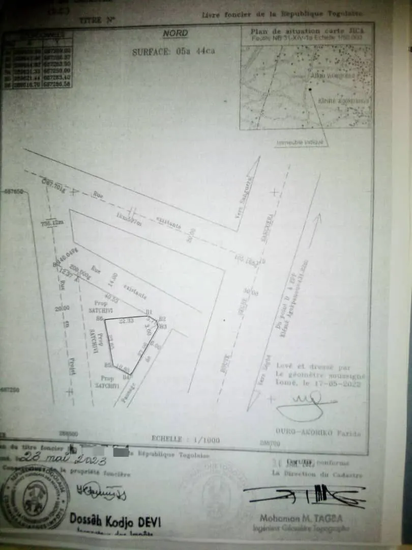 Terrain 1 lot de 544 m² en vente en angle de rue à Zanguéra-Woungomé – 16 millions FCFA