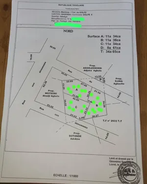 Terrain 3465 m² en vente à Devego (Baguida) – 20 millions FCFA le lot
