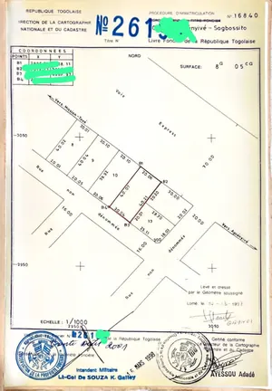 Terrain 805 m² en vente au bord du goudron à Agoè Sogbossito – 105 millions FCFA