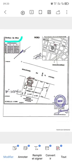 Terrain 300 m² en angle de rue à vendre à Dékon – 250 millions FCFA