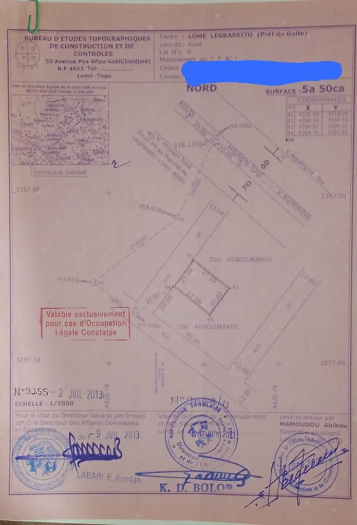 Terrain 130 m² en vente à Agoè Legbassito, proche du goudron – 10 millions FCFA