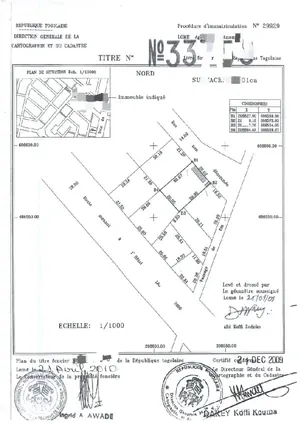 Terrain 1 lot de 600 m² en vente à Avédji – 75 millions FCFA