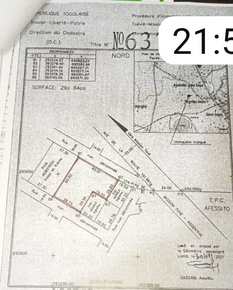 Terrain 5 lots en vente à Apessito – 15 millions FCFA le lot