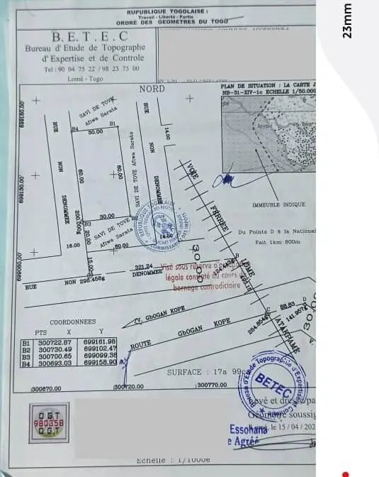 Terrain 1 lot en vente à Adetikopé Adroukpapé – 8 millions FCFA