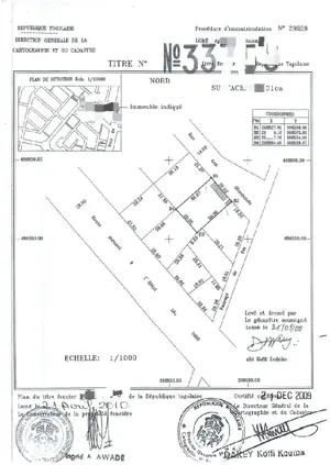Terrain 1 lot de 600 m² à vendre à Agoè Anome, proche du goudron – 75 millions FCFA