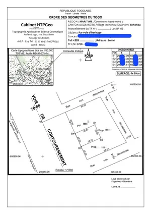 Terrain non bâti en vente en bordure de goudron à Agoè Légbassito Opéra – 90 millions FCFA