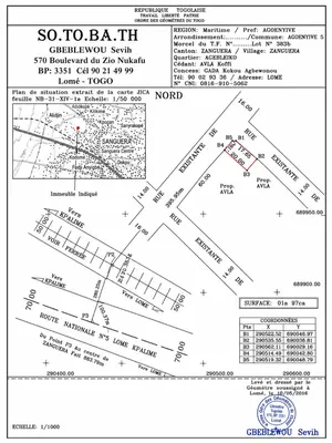 Terrain 150 m² en angle de rue à vendre à Zanguéra Atidjin avec 2 pièces inachevées – 6 000 000 FCFA
