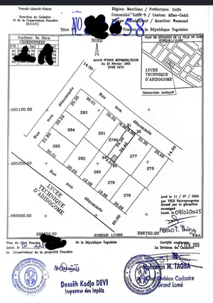 Terrain demi-lot 334 m² à vendre à Adidogomé Amandahomé derrière la Cité Mokpokpo – 20 millions FCFA